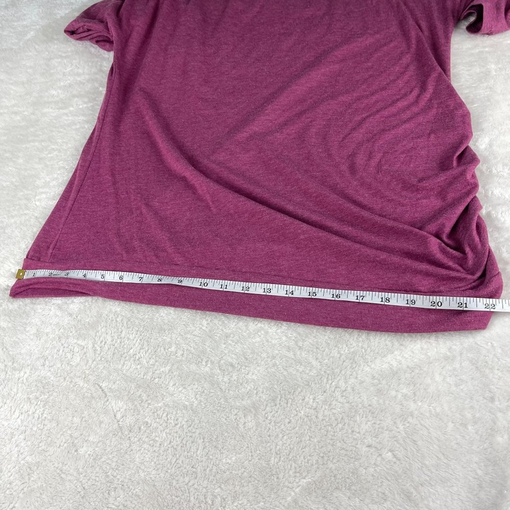 Casual Tunic Top Sweatshirt Womens 2XL Wine Red Side Ruched Wood Button Soft‎ - Picture 10 of 10